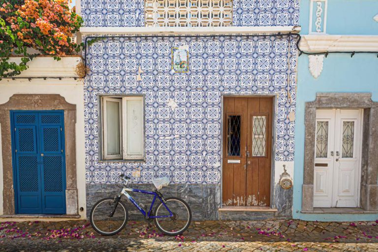 a blue tiled house in portugal