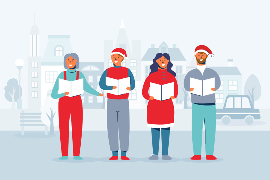 illustration of group of carol singers