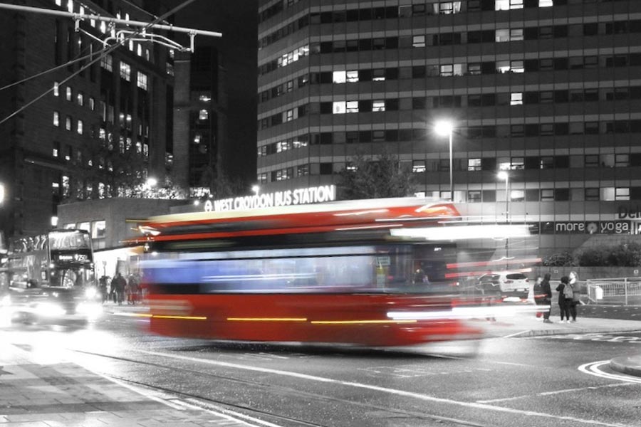 motion blur image of bus