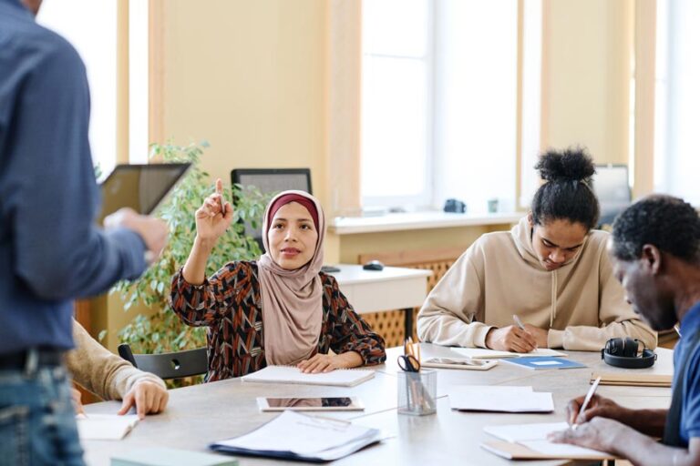 Adults of various ages in education setting