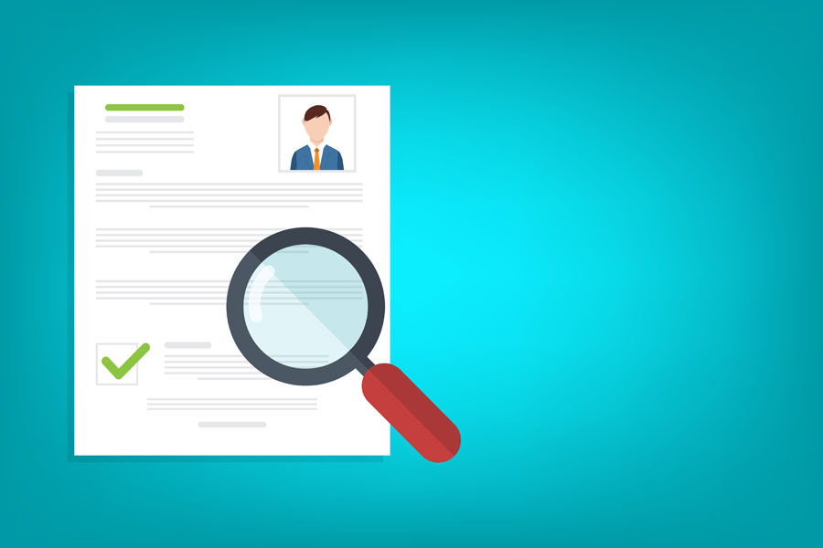 graphic of c.v with magnifying glass hovering above it