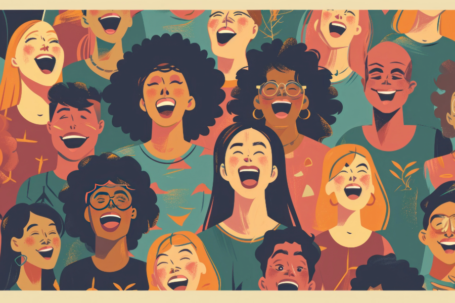 Diverse group of people singing in harmony